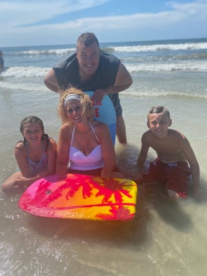 Kristin Fox and her family at the beach