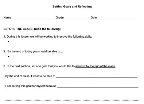 setting Goals and Reflecting Workshop Sample