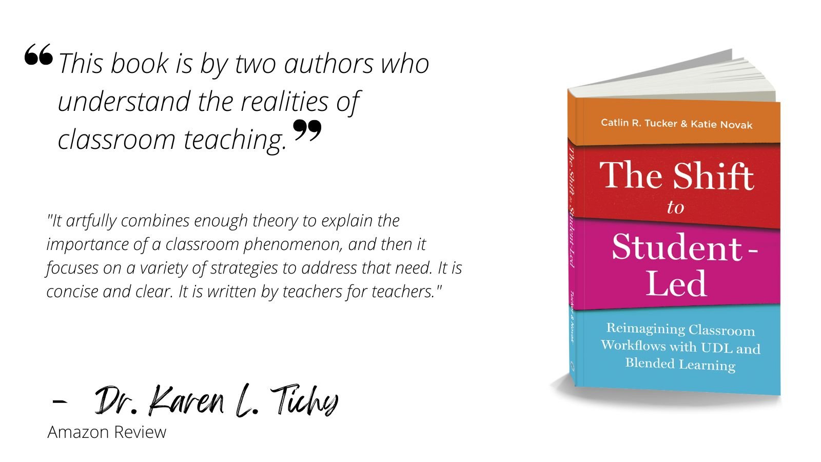 This book is by two authors who understand the realities of classroom teaching. It artfully combines enough theory to explain the importance of a classroom phenomenon, and then it focuses on a variety of strategies to address that need. It is concise and clear. It is written by teachers for teachers.
