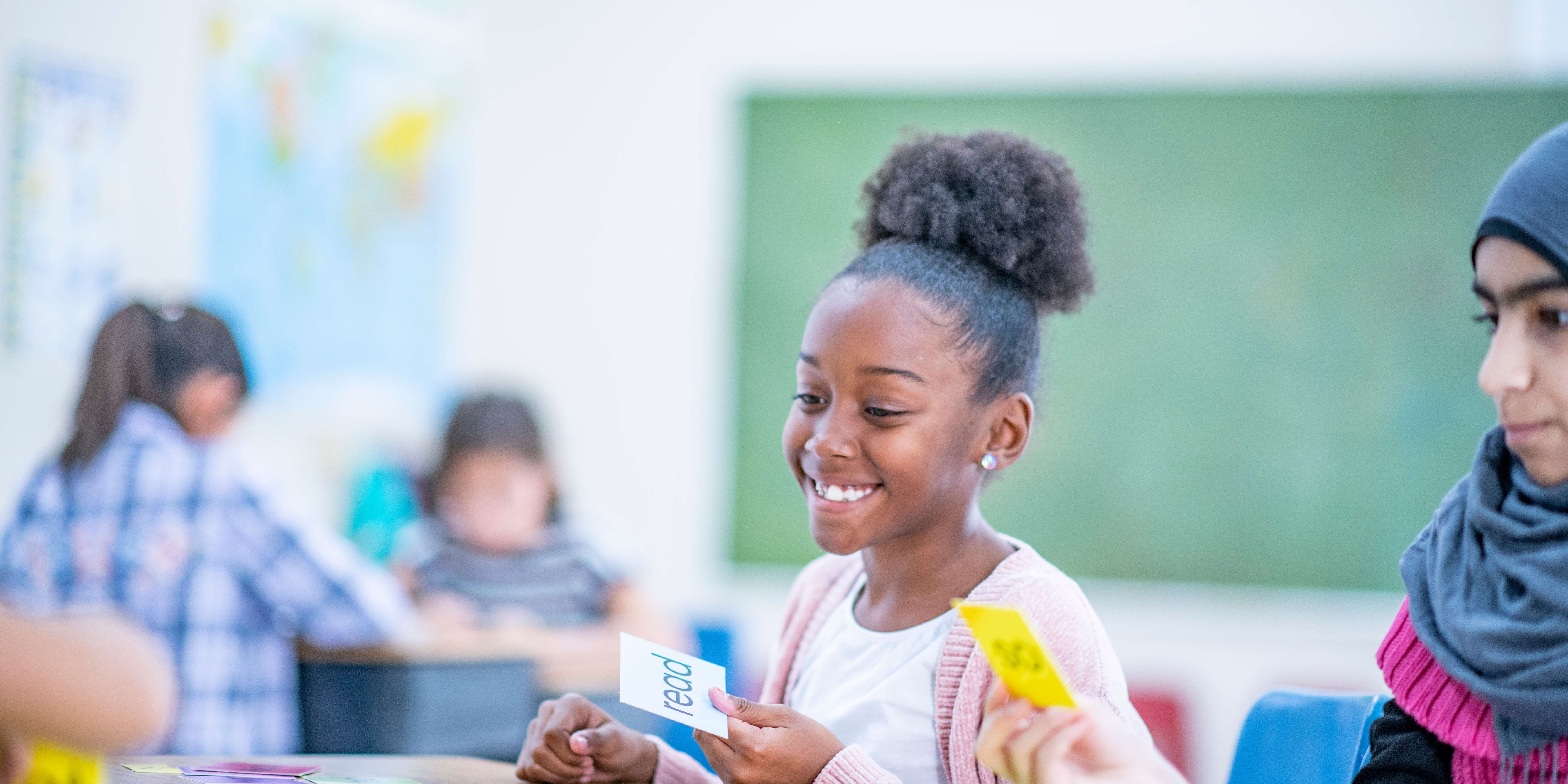 students playing games in class