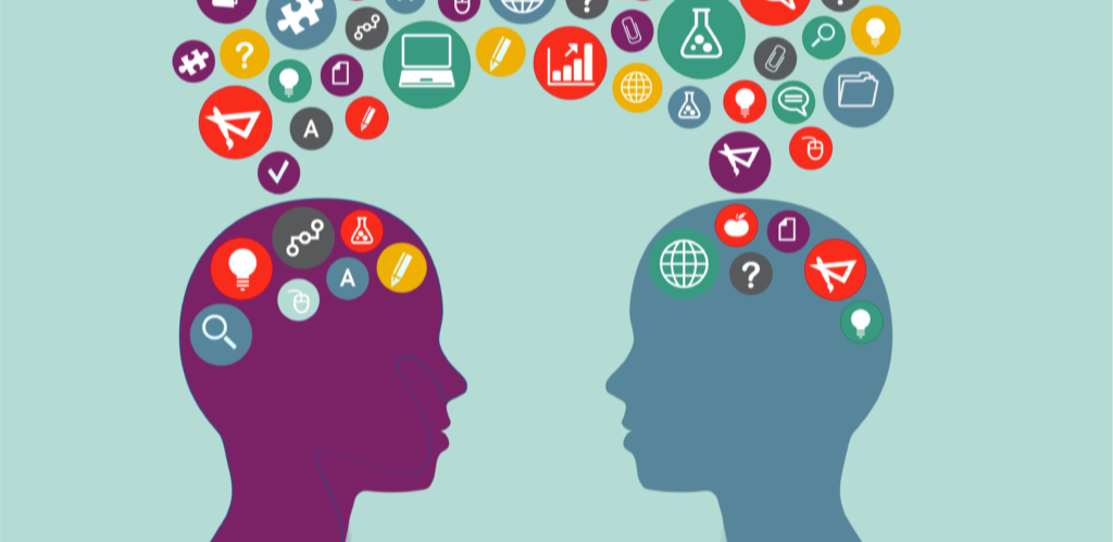 image of two people sharing information from their mind