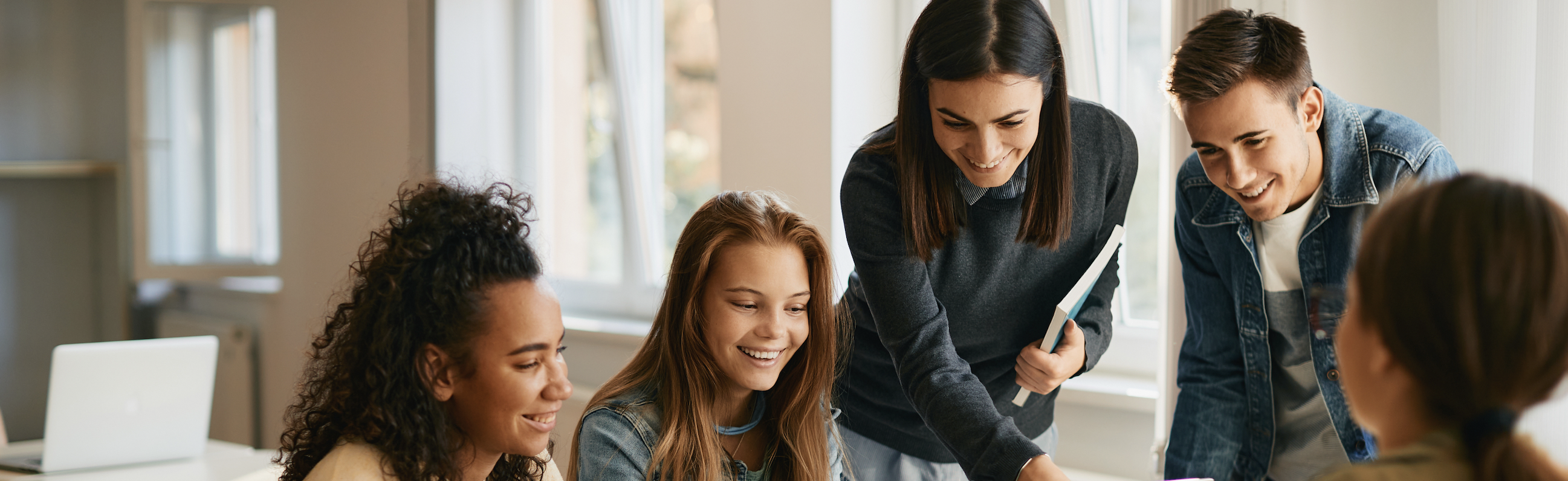 Group of high school students working collaboratively