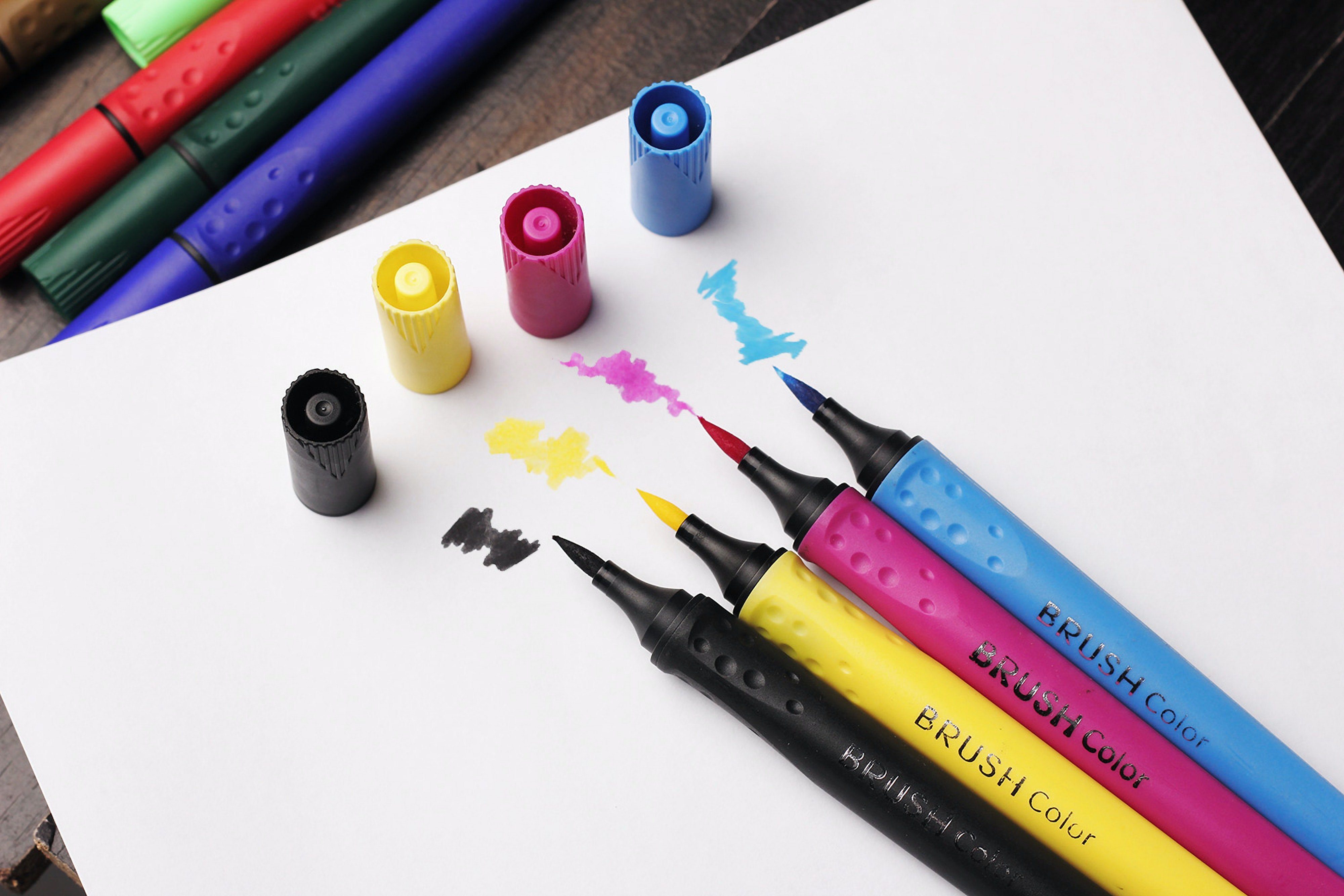 Markers in a line - the goal at the end of my daughters task 